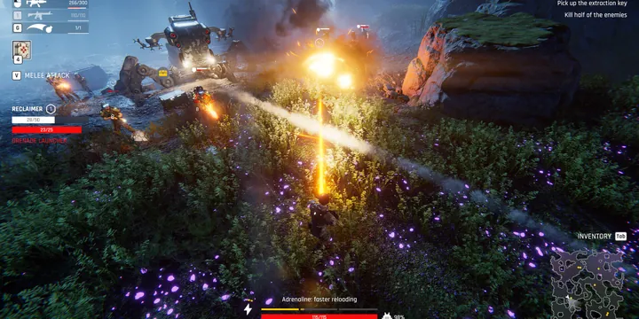 Official Steam store demo-page screenshot: squad firefight in ruined terrain.